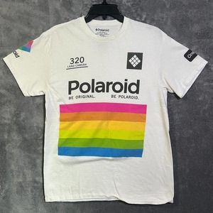 Vintage Polaroid Camera T Shirt Mens M Short Sleeve Crew Neck Graphic Neon Logo